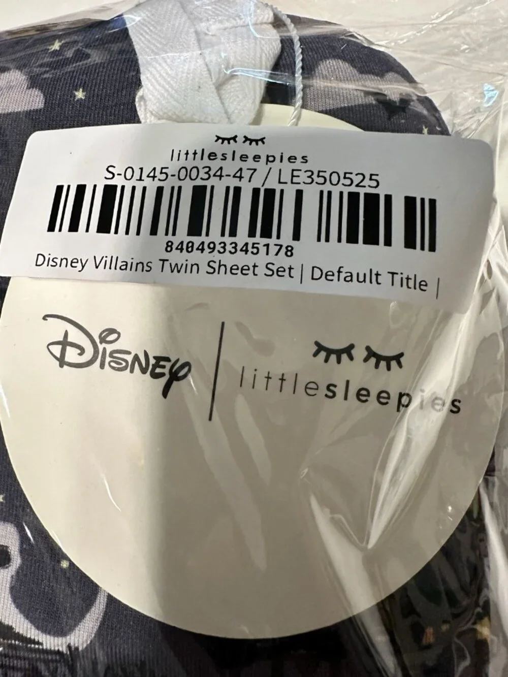 NEW Little Sleepies Disney Villains bamboo twin sheet set Ursula Jafar Cruella - Picture 3 of 3